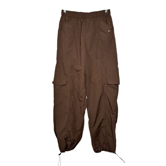 Wilo The Label Brown Nylon Parachute Cargo Pants Elastic Waist Outdoors Small - Picture 1 of 10